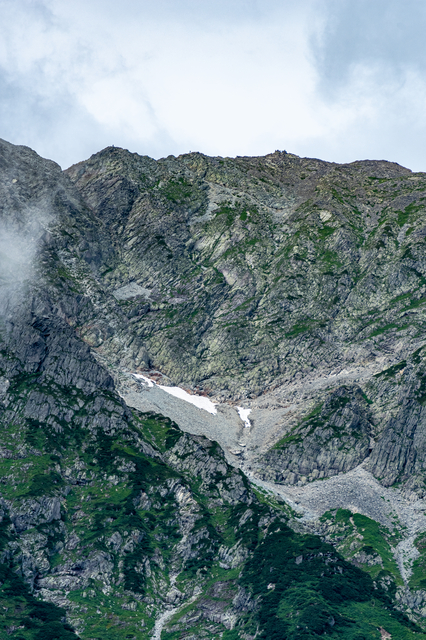２つぽっちりが見えるのが奥穂高岳山頂